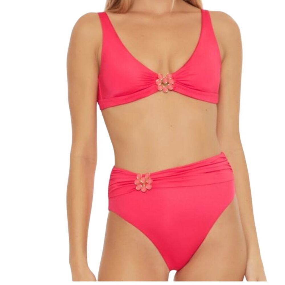 Trina‎ Turk Monaco Atlas Hater Top & High Waist Bikini Bottom Size 12 NWT